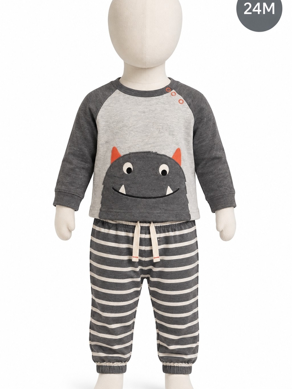 Carter's Grey Monster Raglan Pajama Set with Stripes